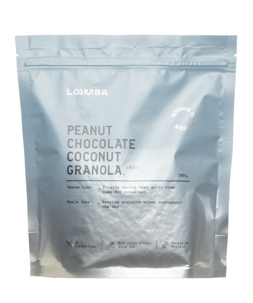 მიწისთხილის, შოკოლადის და ქოქოსის გრანოლა